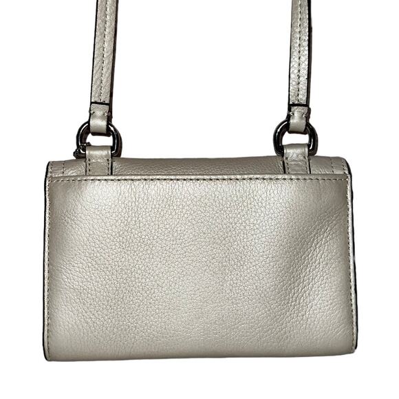 Coach Pearl Cream Metallic Crossbody Wallet Convertible Leather Crossbody Purse - Picture 9 of 14